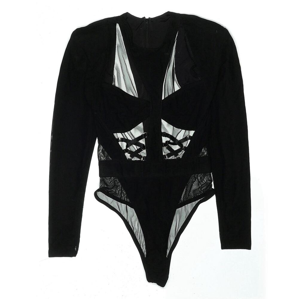 Women’s BAO Tranchi Black Bodysuit Top Size Small